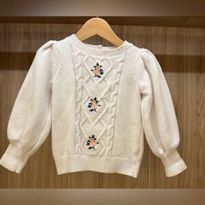 Janie and Jack Cream Sweater with Floral Detail 2T
